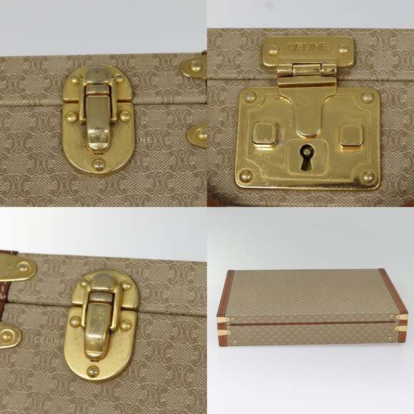 CELINE Macadam Canvas Attache Case Beige Brown Gold - Picture 10 of 13